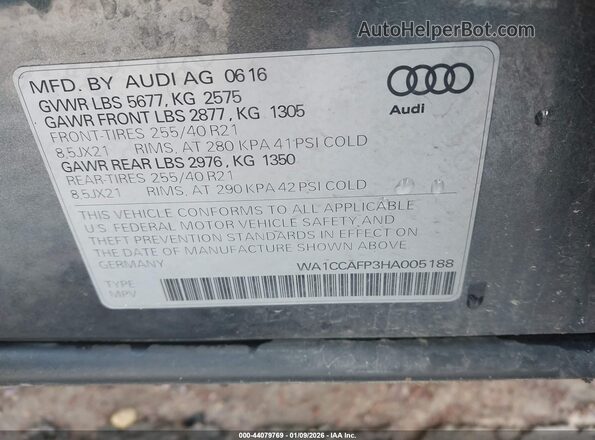 WA1CCAFP3HA005188 2017 AUDI SQ5 Beige Շարժիչի բաժամունքի տեսք