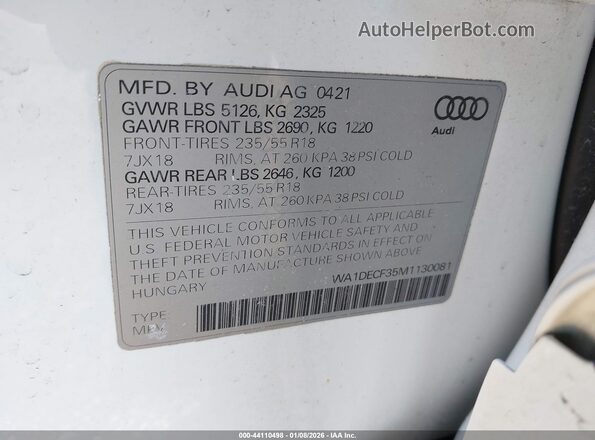 WA1DECF35M1130081 2021 AUDI Q3 Белый Вид подкапотного пространства