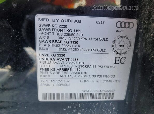 WA1ECCFS4JR032397 2018 AUDI Q3 Black Engine compartment view