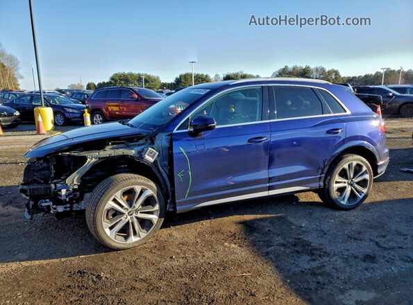 WA1EECF37M1130992 2021 AUDI Q3 Blue Առջևի ձախ երեք քառորդ տեսարան