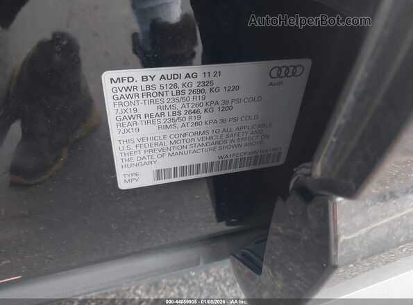 WA1EECF39N1051891 2022 AUDI Q3 Черный Вид подкапотного пространства