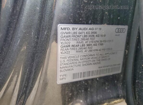 WA1EVAF12LD001669 2020 AUDI Q8 Серый Вид наклейки с VIN-кодом