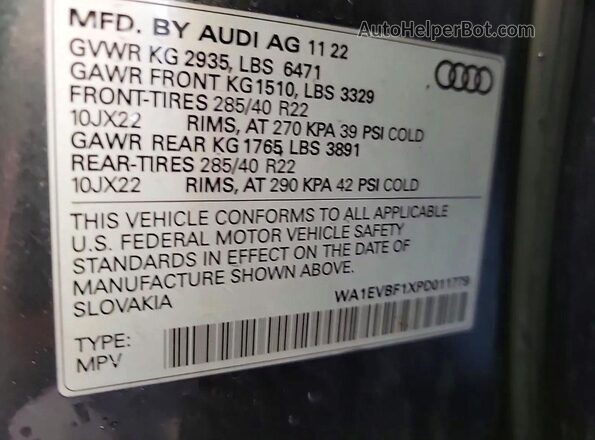 WA1EVBF1XPD011779 2023 AUDI Q8 Gray Widok wnętrza z tyłu