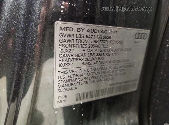 WA1FVAF16MD016939 2021 AUDI Q8 Gray VIN կոդի պիտակի տեսք