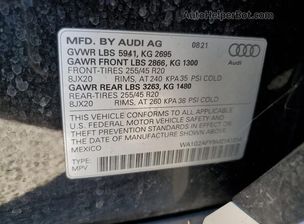 WA1G2AFY9M2141214 2021 AUDI Q5 Черный Панорамный вид салона 360°