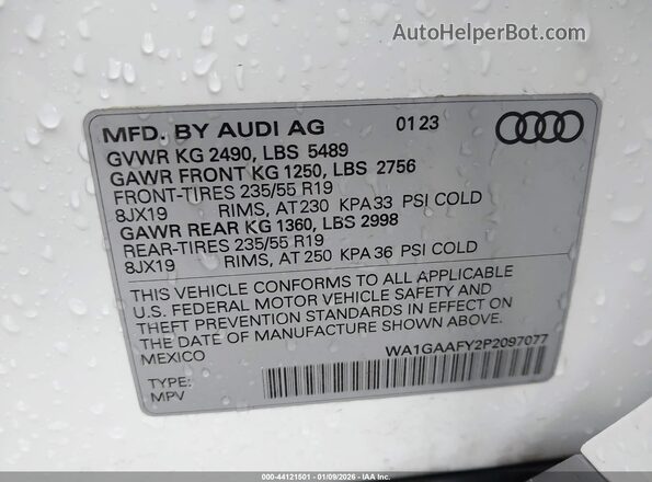 WA1GAAFY2P2097077 2023 AUDI Q5 Белый Вид подкапотного пространства