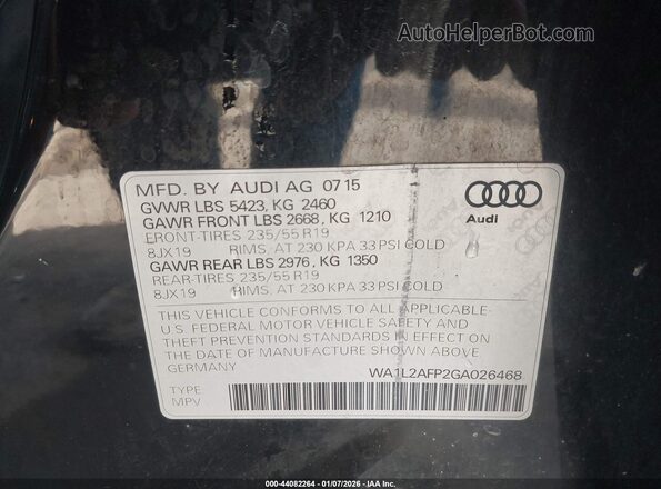 WA1L2AFP2GA026468 2016 AUDI Q5 Black Engine compartment view
