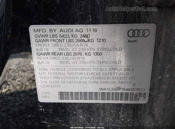 WA1L2AFP7HA087820 2017 AUDI Q5 Black Շարժիչի բաժամունքի տեսք