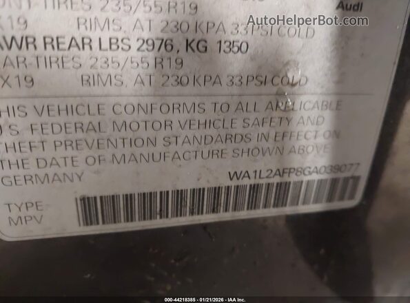WA1L2AFP8GA039077 2016 AUDI Q5 Black Вид підкапотного простору