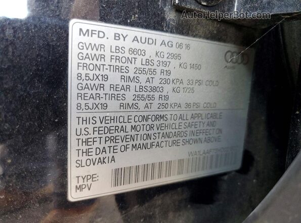 WA1LAAF73HD021802 2017 AUDI Q7 Black VIN sticker view