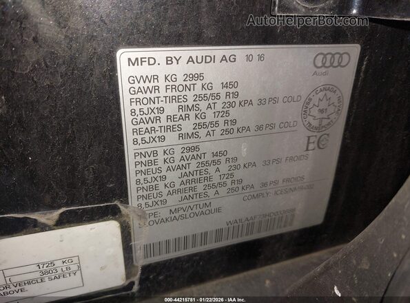 WA1LAAF73HD033688 2017 AUDI Q7 Black ძრავის განყოფილების ხედი