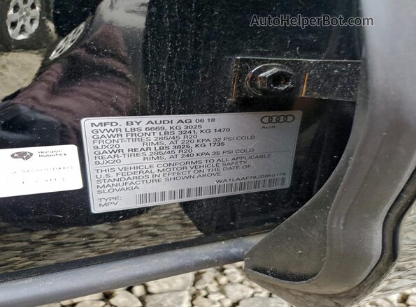WA1LAAF79JD050176 2018 AUDI Q7 Черный Вид наклейки с VIN-кодом