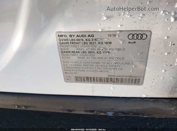 WA1LAAGE2KB023217 2019 AUDI E-TRON Белый Вид подкапотного пространства