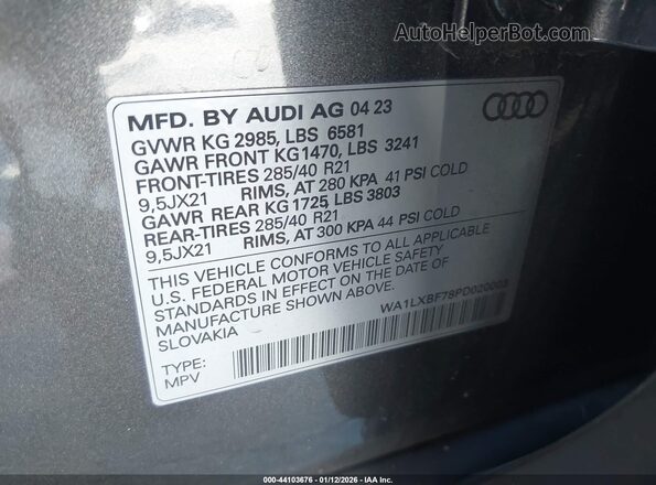 WA1LXBF78PD020003 2023 AUDI Q7 Серый Вид подкапотного пространства
