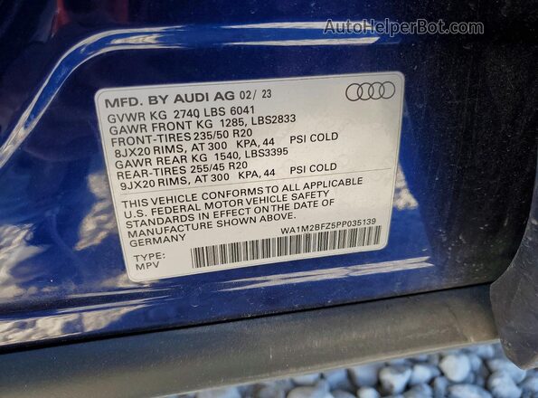 WA1M2BFZ5PP035139 2023 AUDI Q4 Синий Панорамный вид салона 360°