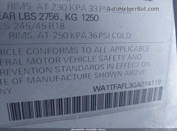 WA1TFAFL3GA014119 2016 AUDI ALLROAD Серебряный Вид подкапотного пространства