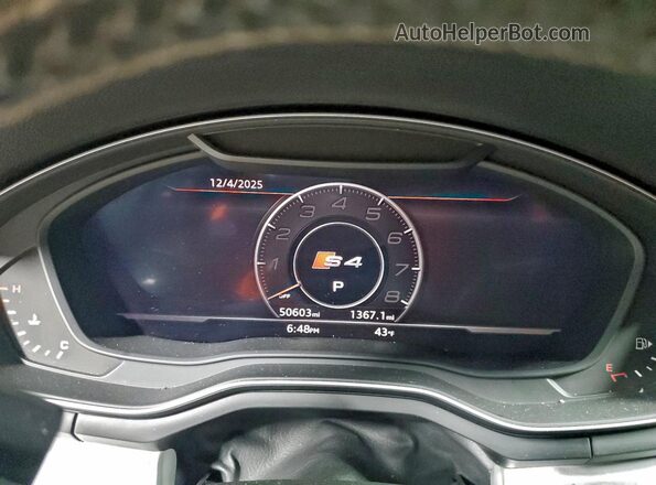 WAUB4AF47KA119591 2019 AUDI S4 Gray Սարքավորումների վահանակի տեսք