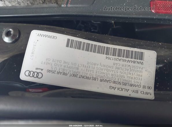 WAUB4AF48JA201764 2018 AUDI S4 Black Widok komory silnika