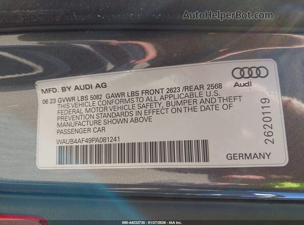 WAUB4AF49PA081241 2023 AUDI S4 Gray Widok komory silnika