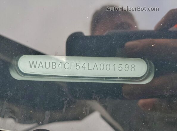 WAUB4CF54LA001598 2020 AUDI S5 White VIN კოდის სტიკერის ხედი