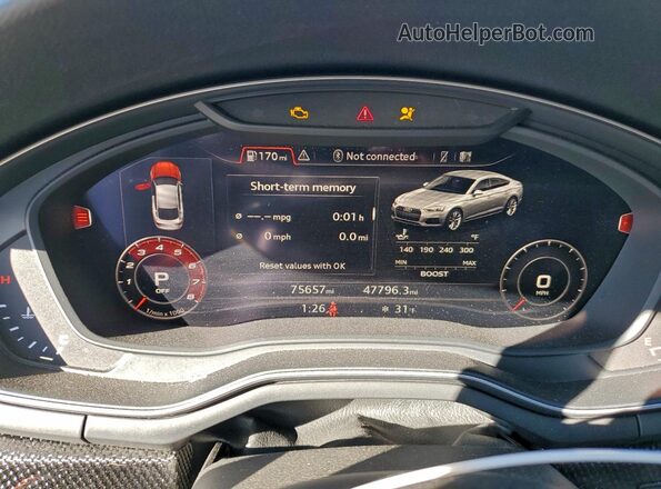 WAUB4CF55KA073456 2019 AUDI S5 White Вид щитка приладів