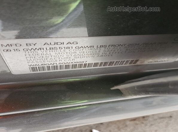 WAUBGAFL5GA008687 2016 AUDI S4 Серый Вид подкапотного пространства