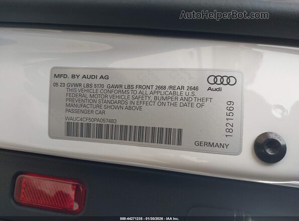 WAUC4CF50PA057483 2023 AUDI S5 Белый Вид подкапотного пространства