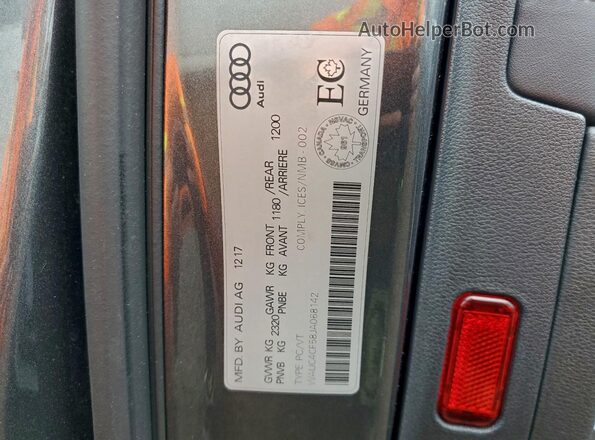 WAUC4CF58JA068142 2018 AUDI S5 Серый Вид наклейки с VIN-кодом