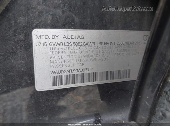 WAUDGAFL9GA003761 2016 AUDI S4 Черный Вид подкапотного пространства
