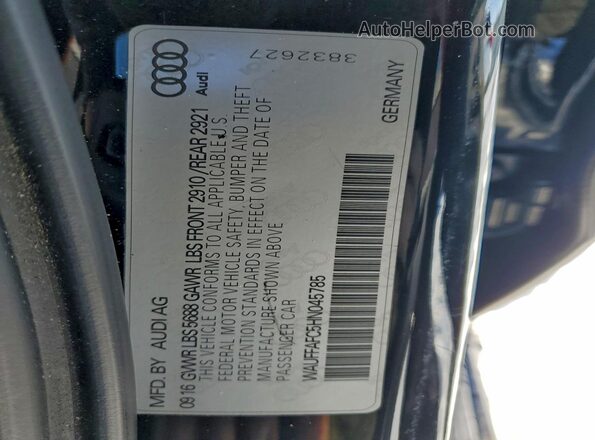 WAUFFAFC5HN045785 2017 AUDI S6 Black ძრავის განყოფილების ხედი
