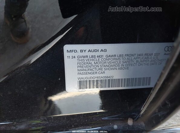 WAUGUDGY6SA058422 2025 AUDI OTHER Черный Вид подкапотного пространства
