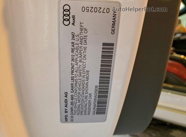 WAUR4AF50NA025838 2022 AUDI S5 Белый Вид подкапотного пространства
