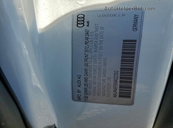 WAUR4AF55MA022352 2021 AUDI S5 Белый Вид подкапотного пространства
