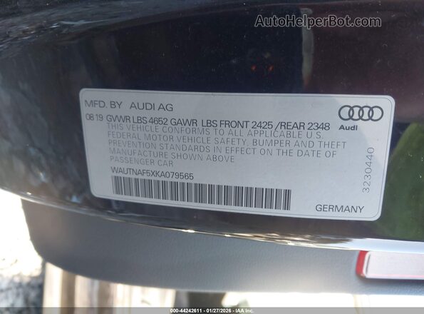 WAUTNAF5XKA079565 2019 AUDI OTHER Black Vista del compartimento del motor