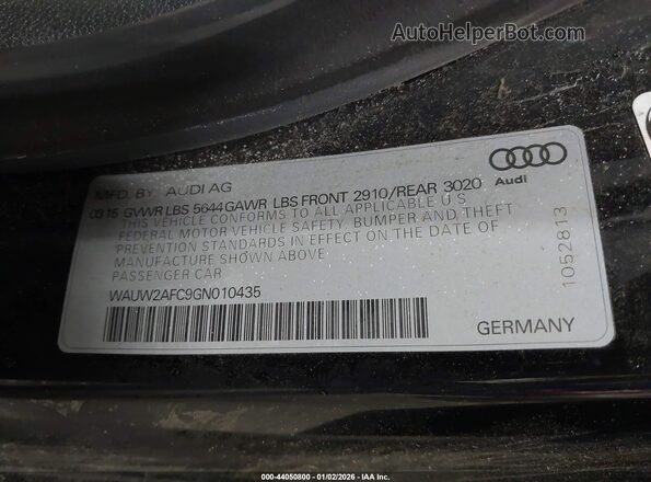 WAUW2AFC9GN010435 2016 AUDI S7 Black ძრავის განყოფილების ხედი