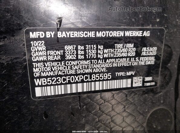 WB523CF0XPCL85595 2023 BMW IX White Engine compartment view