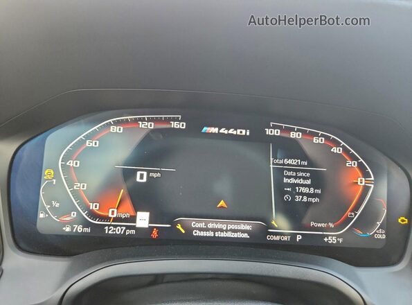 WBA13AR08MCF79635 2021 BMW M4 Black Instrument cluster view