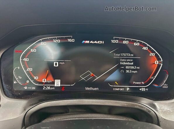 WBA13AR09MCF20741 2021 BMW M4 Black Instrument cluster view