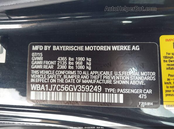 WBA1J7C56GV359249 2016 BMW M2 Black Widok komory silnika