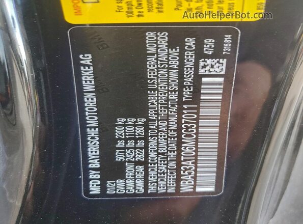 WBA53AT06MCG37011 2021 BMW M4 Black Widok naklejki z numerem VIN