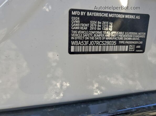 WBA53FJ07RCS28035 2024 BMW 5 SERIES Белый Вид подкапотного пространства