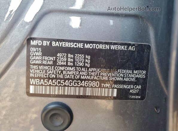 WBA5A5C54GG346980 2016 BMW OTHER Серый Вид подкапотного пространства