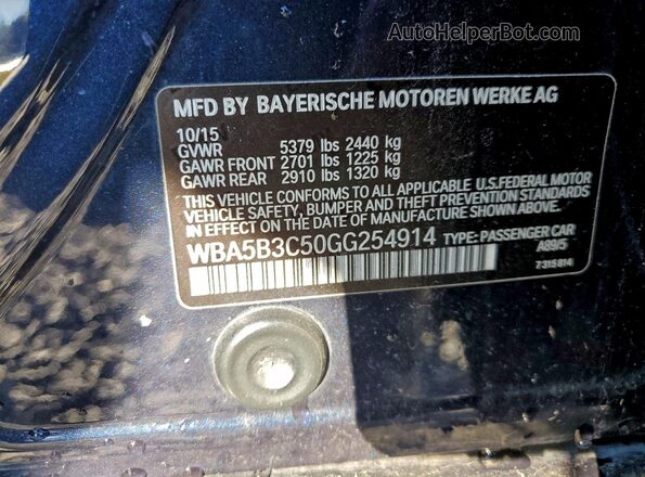 WBA5B3C50GG254914 2016 BMW 5 SERIES Синий Вид подкапотного пространства
