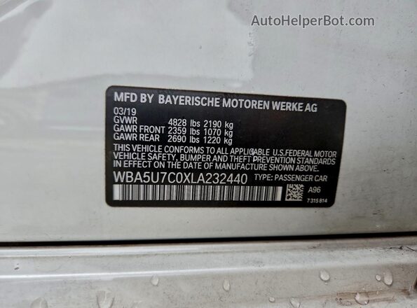 WBA5U7C0XLA232440 2020 BMW M3 Белый Вид подкапотного пространства