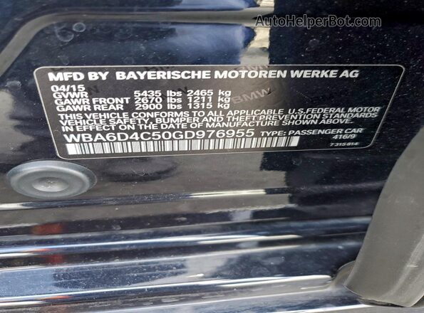 WBA6D4C50GD976955 2016 BMW OTHER Синий Вид подкапотного пространства