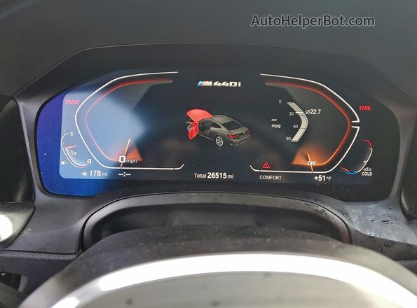 WBA83AP09PCL45586 2023 BMW M4 Black Instrument cluster view
