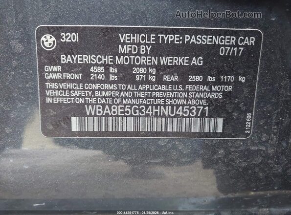 WBA8E5G34HNU45371 2017 BMW OTHER Серый Вид подкапотного пространства
