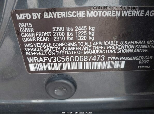 WBAFV3C56GD687473 2016 BMW 5 SERIES Серый Вид подкапотного пространства