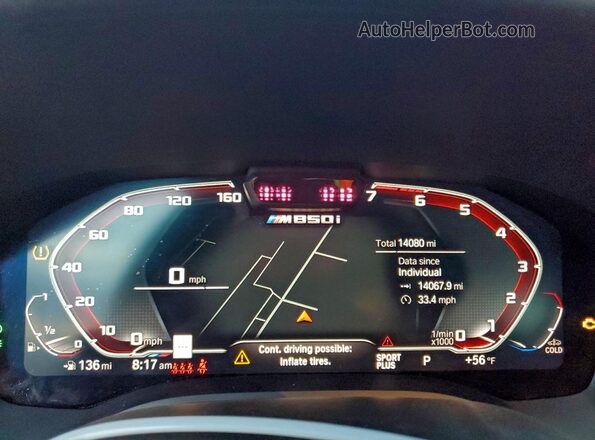 WBAGV8C00PCL59929 2023 BMW M8 White Vista del cuadro de instrumentos