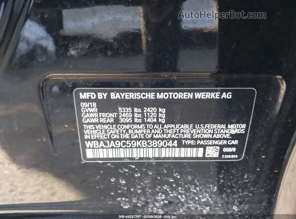 WBAJA9C59KB389044 2019 BMW 5 SERIES Black Widok komory silnika